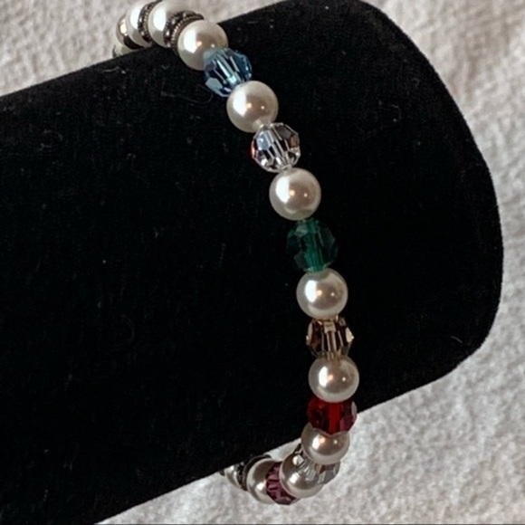 Sterling silver 925 clasp chain and beads faux pearls faceted glass beads - Picture 7 of 9